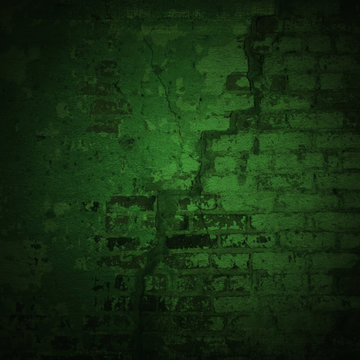 Grunge Green Background With Ancient Ornament