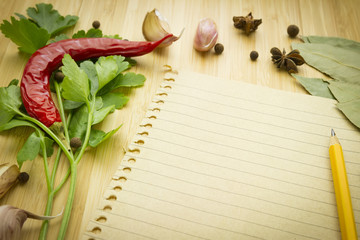 food ingredient with empty paper
