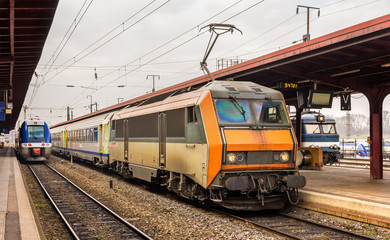 Naklejka premium Regional express train at Strasbourg station - Alsace, France