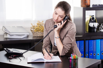 business woman call someone