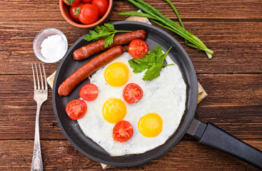 breakfast with eggs and sausage