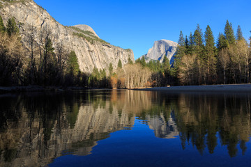 Fototapeta na wymiar North Dome and Half Dome, Yosemite National Park, California, US