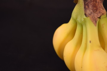 Bunch of Ripe Bananas isolated on a black background.