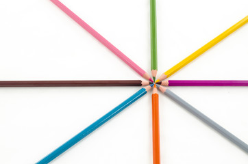 Fototapeta premium Color pencils on white background