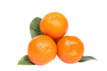 Three ripe fresh tangerine whole