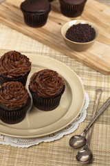 Chocolate Cupcakes. Selective focus.