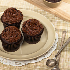 Chocolate Cupcakes. Selective focus.