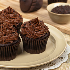 Chocolate Cupcakes. Selective focus.