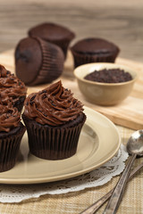 Chocolate Cupcakes. Selective focus.