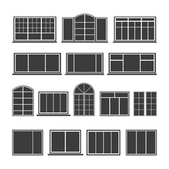 Set of silhouettes windows