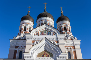 Fototapeta na wymiar Domes of Alexander Nevsky Cathedral in Tallinn