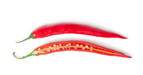 Two inverted halves of red chili peppers
