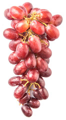 Red grapes over white background