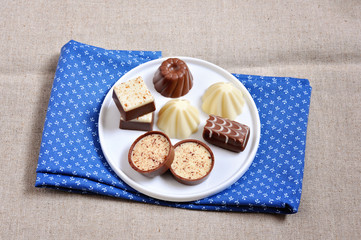 Various chocolate candies and sweets