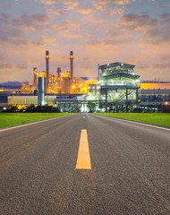 Power plant, gas fired power station. Industrial factory may called combined cycle gas turbine plant or CCGT. Electricity energy generation by natural gas, heat recovery steam generator and boiler.