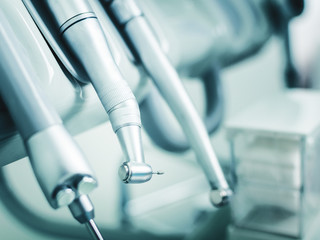 Dental drills and instruments placed