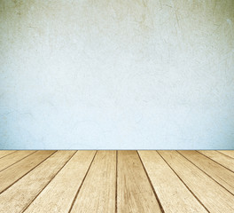 Cement wall and wood floor in perspective, background