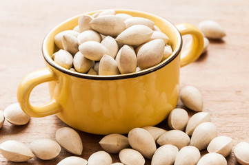 Ginkgo biloba seed in Thai food market, Ginkgo seeds background