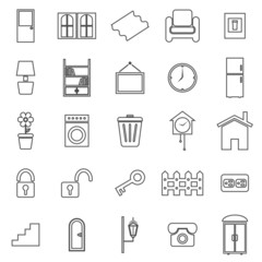 House related line icons on white background