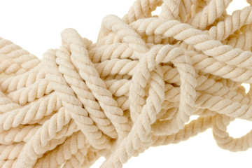 white rope mess. isolated on white
