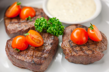 steak and vegetables