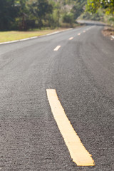 yellow curve on the road.