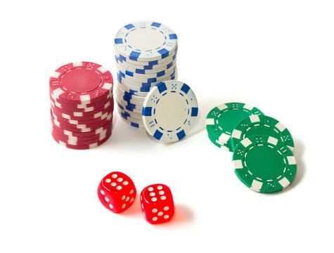 Gambling chips and dices