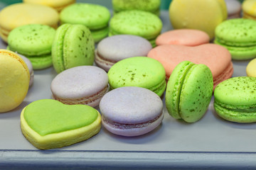 macarons and heart-shaped cookies