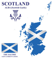 Flag and national emblem of Scotland