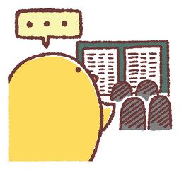 掲示板を見るヒヨコ © TAMAGO POTATO