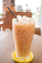 Glass of iced thai milk tea