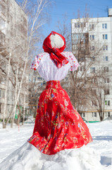 Shrovetide in Russia. Big doll for the burning.