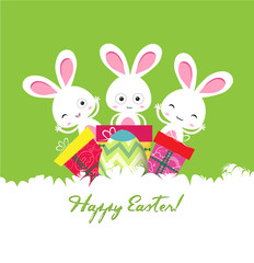 happy easter card with egg and gifts