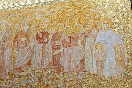 Golden Catholic mosaic panel