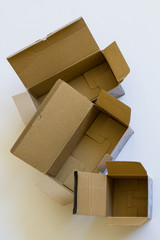 Open cardboard boxes.