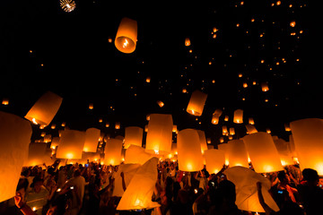 Floating lantern at Chiang Mai province of Thailand
