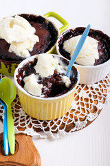 Rum and raisin chocolate puddings