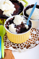 Rum and raisin chocolate puddings
