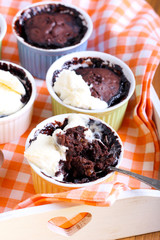 Rum and raisin chocolate puddings