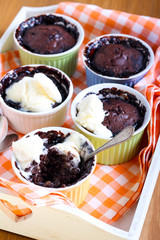 Rum and raisin chocolate puddings
