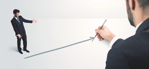 Fototapeta premium Business person looking at line drawn by hand