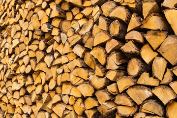 Pile of chopped firewoods