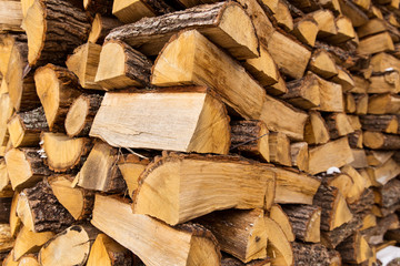 Pile of chopped firewoods