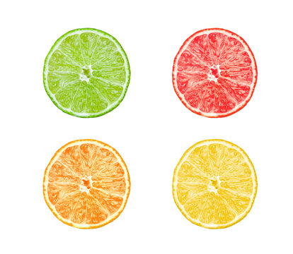 Collection Of Citrus Slices - Orange, Lemon, Lime And Grapefruit