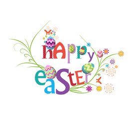 Fototapeta premium Happy easter floral greeting card