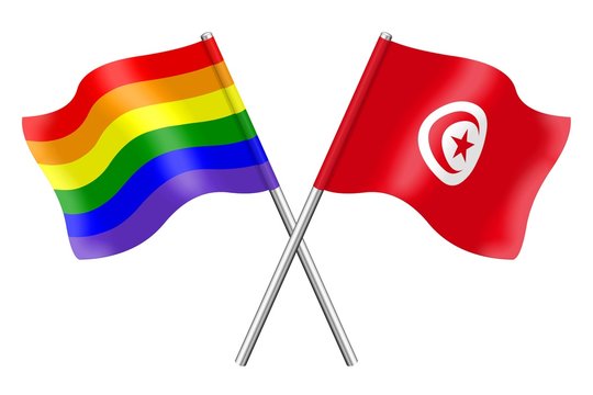 Flags: rainbow and Tunisia