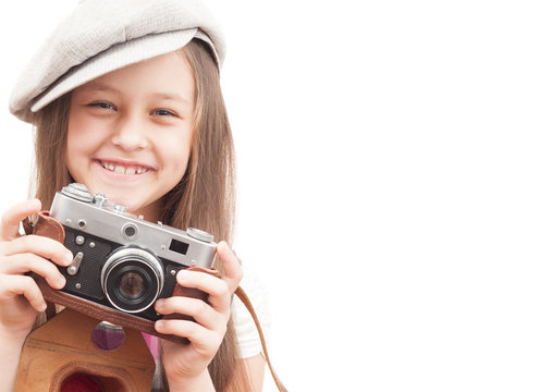 child photographer isolated on a white background