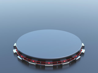 Futuristic empty shelf for exhibit in the science lab