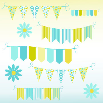 Bunting and garlands, vector illustration