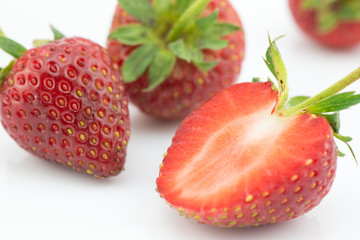 Fresh slice strawberry isolated on white background